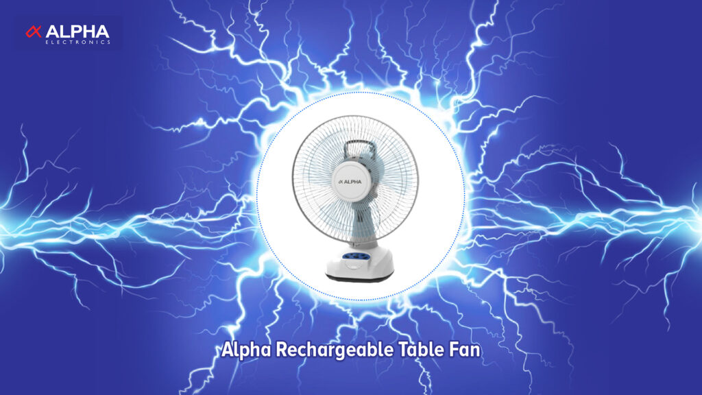 မီးပျက်သွားလည်း (၉) နာရီကြာ ဆက်အေးနေမယ့် အားသွင်းပန်ကာ
Alpha Rechargeable Table Fan (9) Essential Electronic Home Appliances For Newly Married Couple